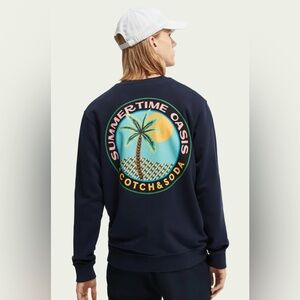 Scotch & Soda Summertime Oasis Navy Crewneck Sweatshirt Men’s Medium